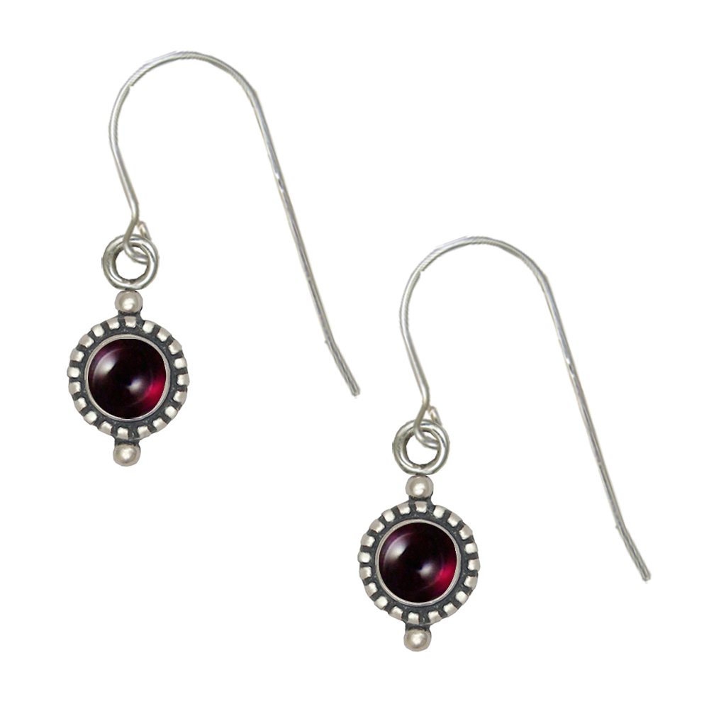 Sterling Silver Garnet Gemstone Drop Dangle Earrings